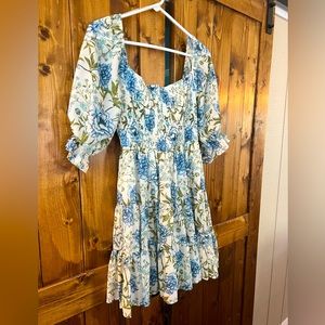 Flying Tomato Floral Smocked Tiered Mini Dress